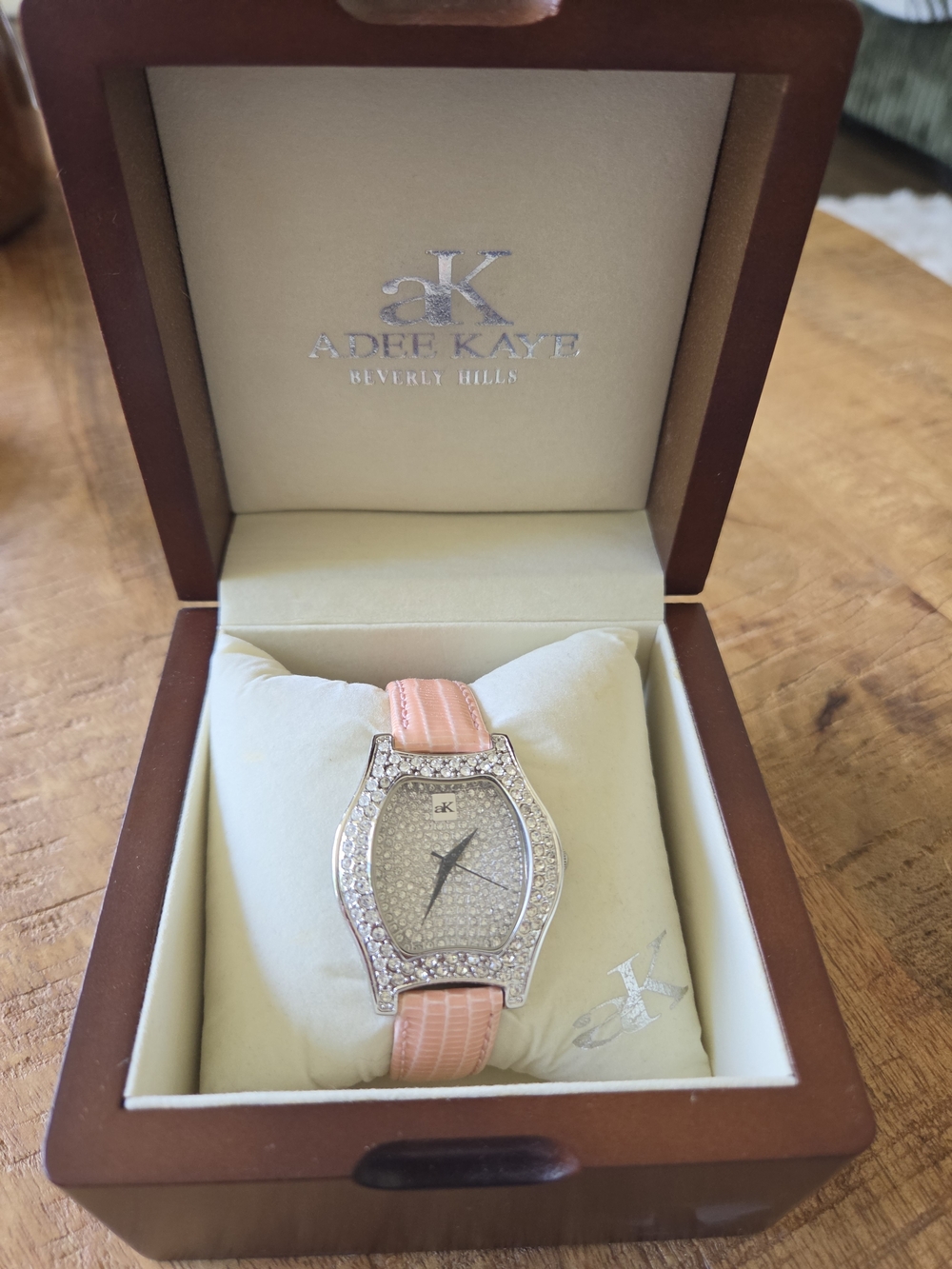 Adee Kaye Pink Crystal Accent Women's Watch